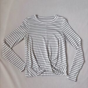 Old Navy Active striped knot front tee, black and white, size xs